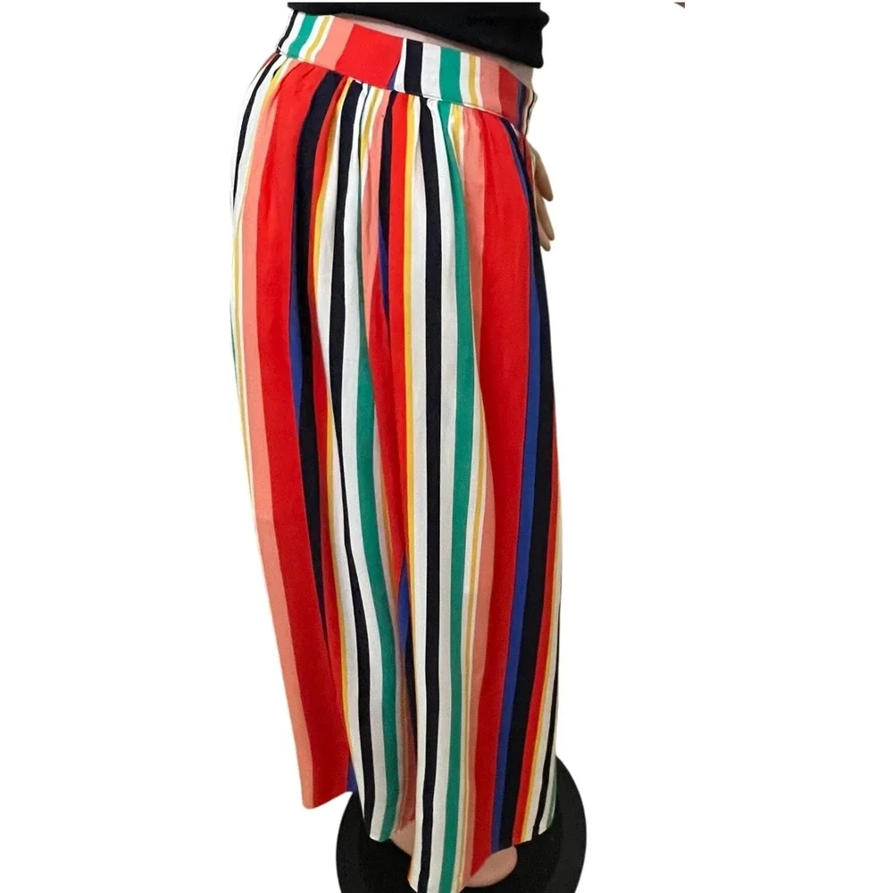 English‎ Factory Sz M rainbow striped maxi skirt, 100% Rayon, button front, boho